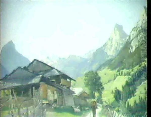 Blick Auf Ein Bergtal Oil Painting by Eduard Kaiser