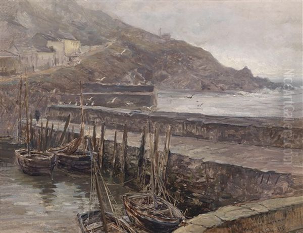 Polperro-cornwall Oil Painting by Carl Kaiser-Herbst