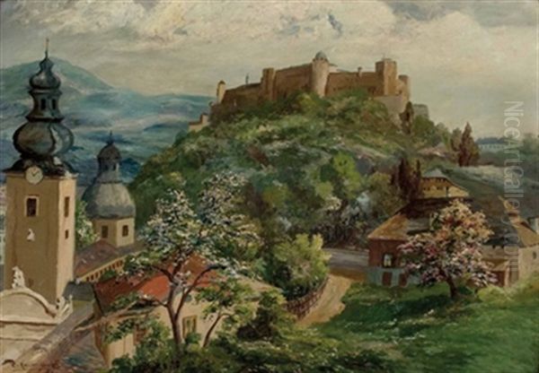 Salzburg - Blick Vom Monchsberg Auf Festung Und Altstadt by Carl Kaiser-Herbst