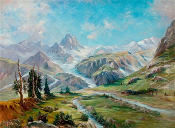 Hohe Tauern (goldberggruppe, Ursprung Der Aache - Nasfeld) Oil Painting by Carl Kaiser-Herbst