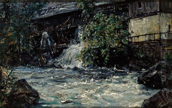 Echernmuhle Bei Hallstatt Oil Painting by Carl Kaiser-Herbst