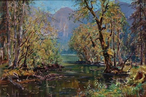 Hallstattersee Oil Painting by Carl Kaiser-Herbst