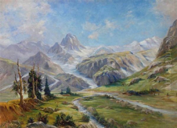 Hohe Tauern (goldberggruppe, Ursprung Der Aache - Nasfeld) Oil Painting by Carl Kaiser-Herbst