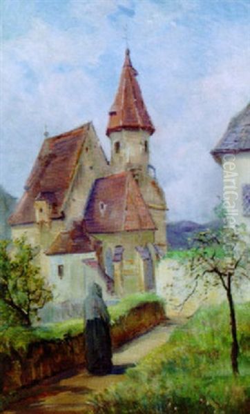 Kirche In Idlitz Bei Grimmenstein Oil Painting by Carl Kaiser-Herbst