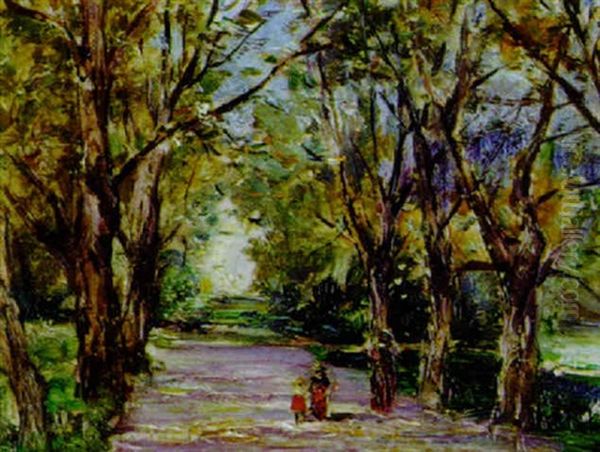 Spaziergang In Einer Allee Oil Painting by Carl Kaiser-Herbst