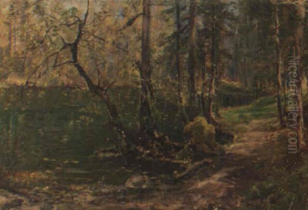 Teich Im Laubwald Oil Painting by Carl Kaiser-Herbst