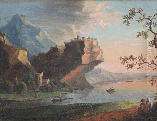 Paesaggio Con Barche Oil Painting by Franz Kaisermann