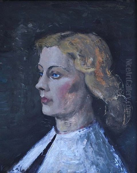 Portrait Of A Woman Oil Painting by Frantisek Kalab