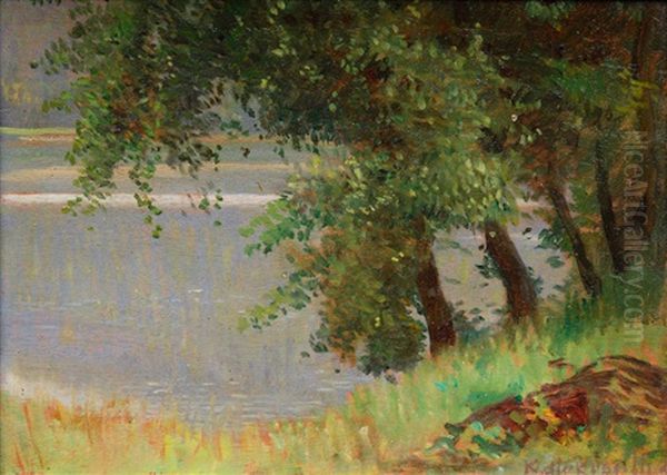 Trees By The Waterside Oil Painting by Karl Walter Leopold von Kalckreuth