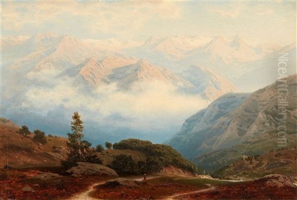 Hochgebirgslandschaft In Den Pyrenaen Oil Painting by Stanislas Graf Von Kalckreuth