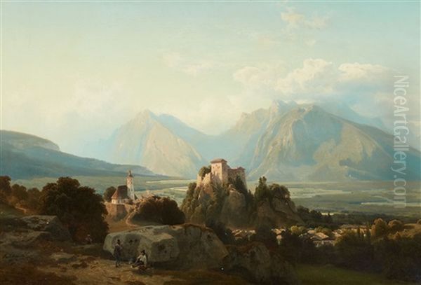 Mountainous Landscape With A Castle Oil Painting by Stanislas Graf Von Kalckreuth