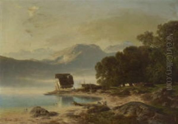 Gebirgssee (gardasee) Oil Painting by Stanislas Graf Von Kalckreuth