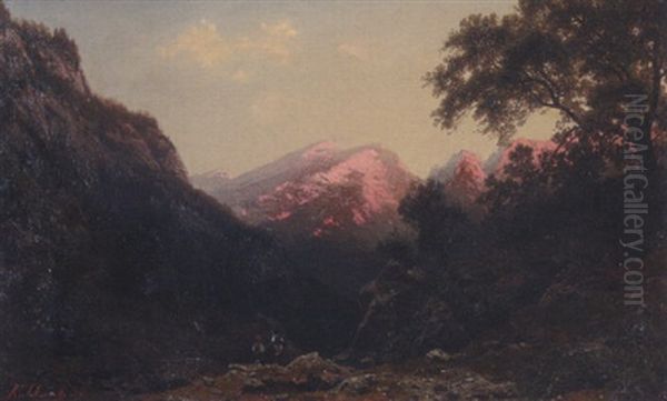 Gebirgslandschaft Im Abendlicht Oil Painting by Stanislas Graf Von Kalckreuth