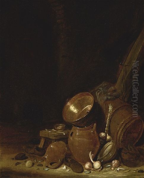 Kitchen Interior Oil Painting by Willem Kalf