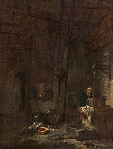 Barn Interior Oil Painting by Willem Kalf