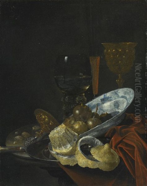 Still Life With A Lemon, Roemer, And Wan-li Porcelain Plate Oil Painting by Willem Kalf