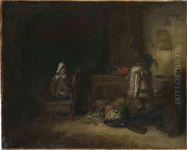 Fileuse Dans Sa Cuisine Oil Painting by Willem Kalf