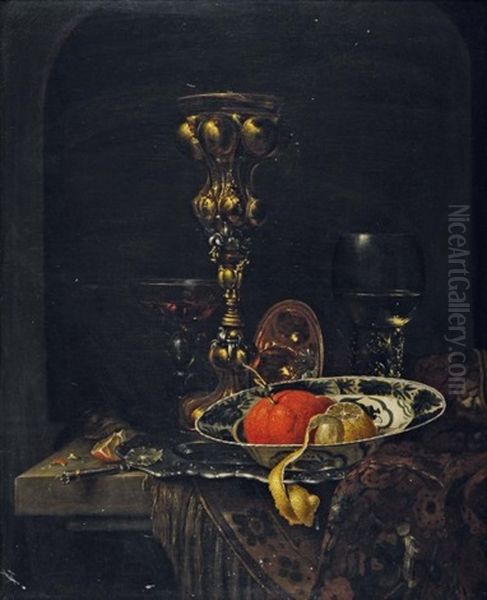 Nature Morte Aux Oranges Et Pieces D'orfevrerie Oil Painting by Willem Kalf