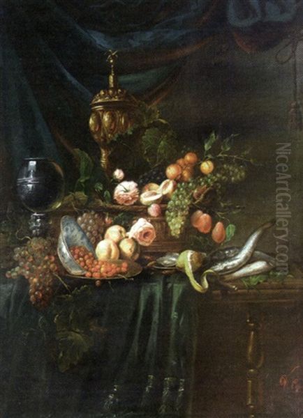 Nature Morte Au Hanap Et A La Corbeille De Fruits Oil Painting by Willem Kalf