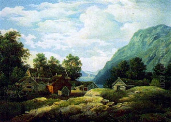 Kustlandskap Med Gard Oil Painting by Anders Hanson Kallenberg