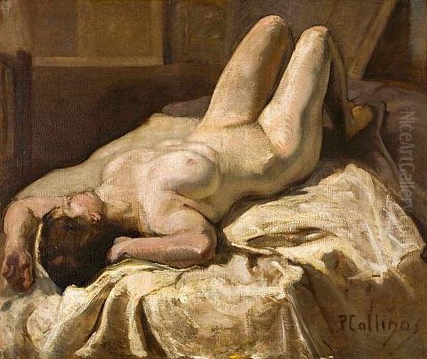 Reclining Nude Oil Painting by Pavlos Kalligas