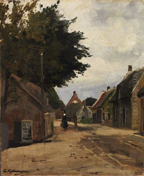 Sommerliche Dorfstrase Oil Painting by Friedrich Kallmorgen