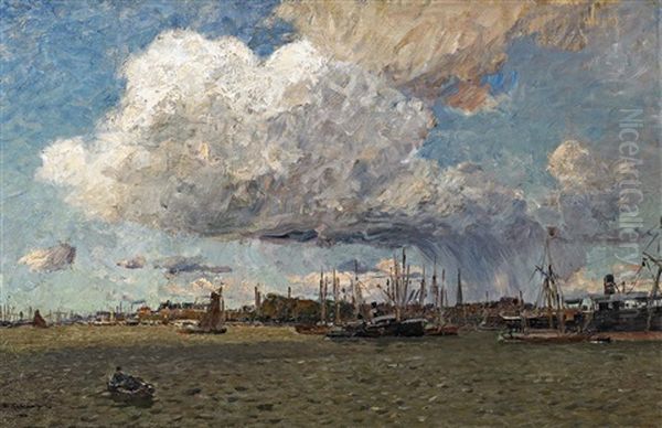 Im Hafen Von Rotterdam Oil Painting by Friedrich Kallmorgen