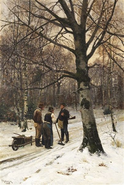 Wald Im Winter Oil Painting by Friedrich Kallmorgen