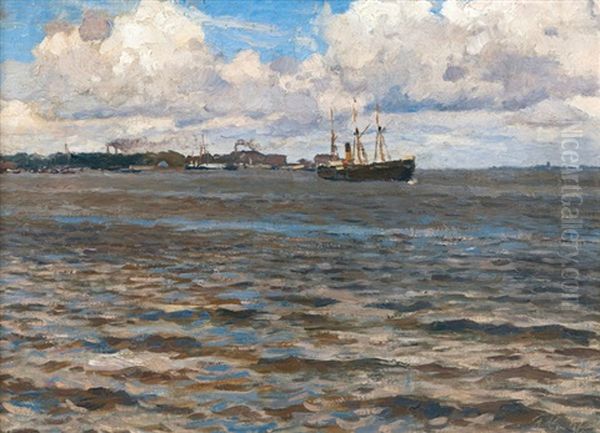 Ausfahrender Dampfer Oil Painting by Friedrich Kallmorgen