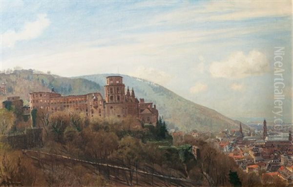 Heidelberger Schlos Im Vorfruhling Oil Painting by Friedrich Kallmorgen