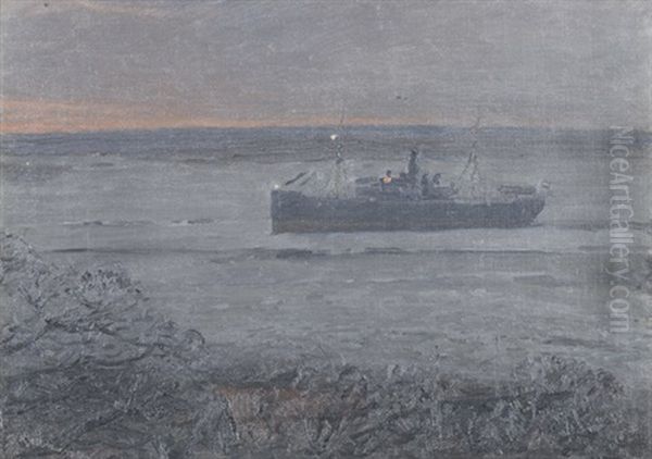 Fruhmorgens Im Treibeis Der Elbe Oil Painting by Friedrich Kallmorgen