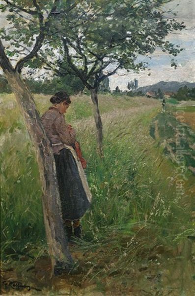 Madchen Im Feld Oil Painting by Friedrich Kallmorgen