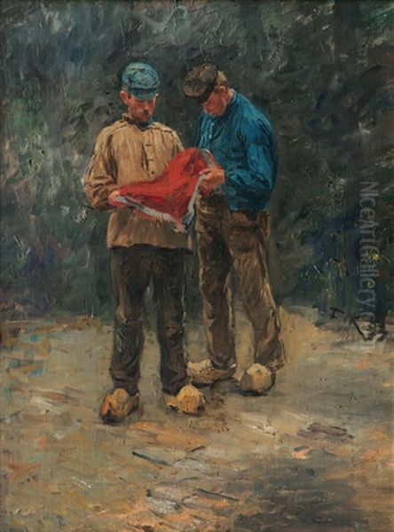 Dutch Fishermen Oil Painting by Friedrich Kallmorgen