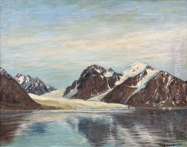 Glacier In The Magdalena Bay, Spitsbergen Oil Painting by Friedrich Kallmorgen