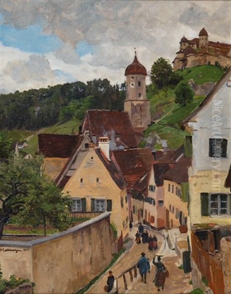 Harburg Near Nordlingen Oil Painting by Friedrich Kallmorgen