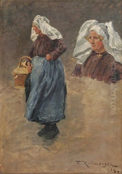 Frau In Volendam Oil Painting by Friedrich Kallmorgen