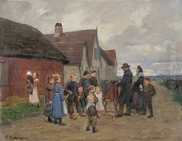 Leierkastenmann Oil Painting by Friedrich Kallmorgen