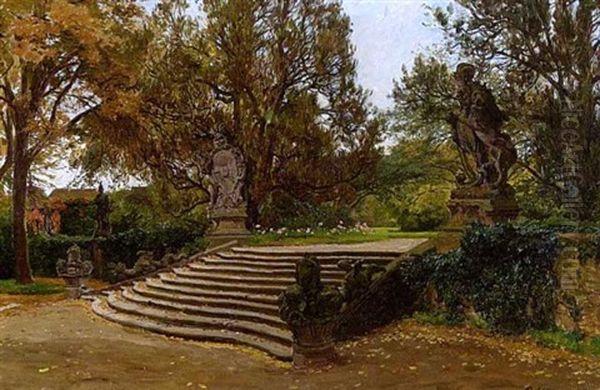 Freitreppe Im Schlosspark Oil Painting by Friedrich Kallmorgen