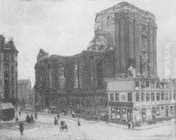 Ruine Der Michaeliskirche In Hamburg Oil Painting by Friedrich Kallmorgen