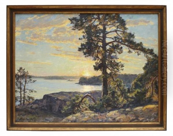 Skargardslandskap Oil Painting by Gottfried Kallstenius