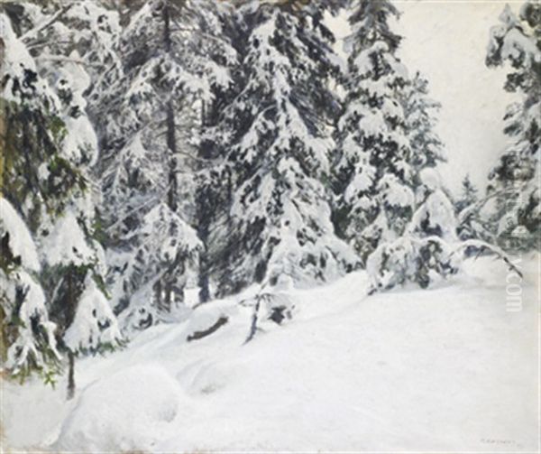 Efter Snofallet Oil Painting by Gottfried Kallstenius