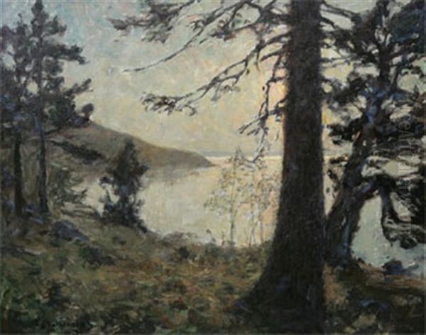 Kustlandskap Med Tallar Oil Painting by Gottfried Kallstenius