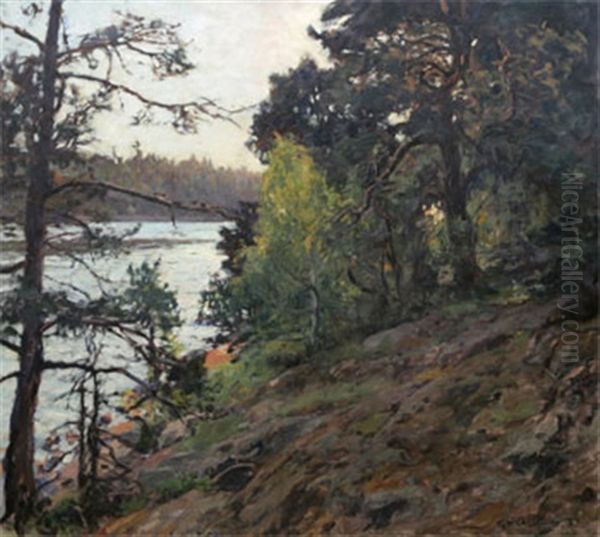 Landskap Oil Painting by Gottfried Kallstenius