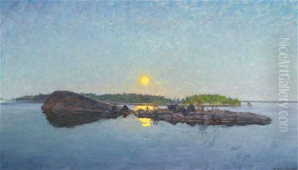 Kvallssol Over Fjarden Oil Painting by Gottfried Kallstenius