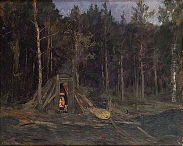 Afton Vid Kolarekoja Oil Painting by Gottfried Kallstenius