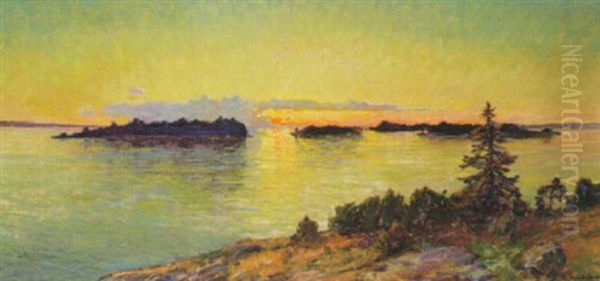 Skargardslandskap Oil Painting by Gottfried Kallstenius