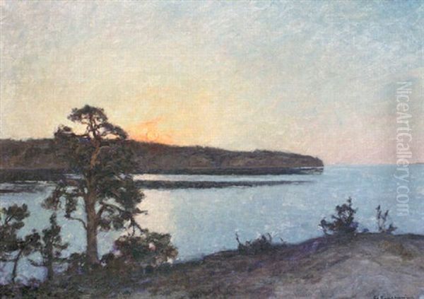 Skargardslandskap I Solnedgang by Gottfried Kallstenius