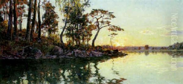 Skargardslandskap I Solnedgang by Gottfried Kallstenius