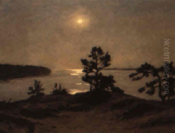 Sol Over Fjard Oil Painting by Gottfried Kallstenius