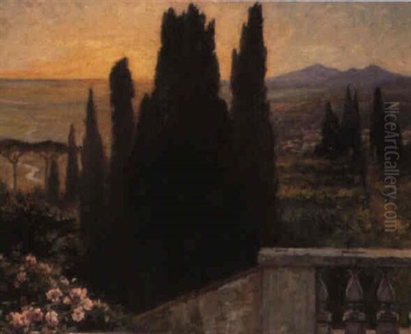 Utsikt Fran Villa D'este, Rom Oil Painting by Gottfried Kallstenius